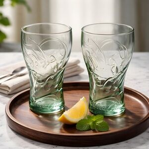2014 Limited Edition Coca-Cola Cursive Writing Glasses, Set of 2